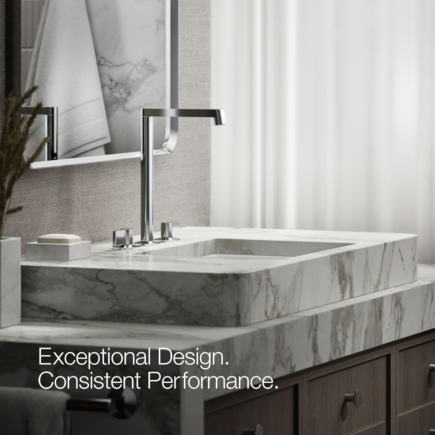KOHLER K-23887-CP Components® Bathroom Sink Faucet Spout, Row Design, 1.2 GPM, Premium Durable Metal, Corrosion Resistant, Polished Chrome