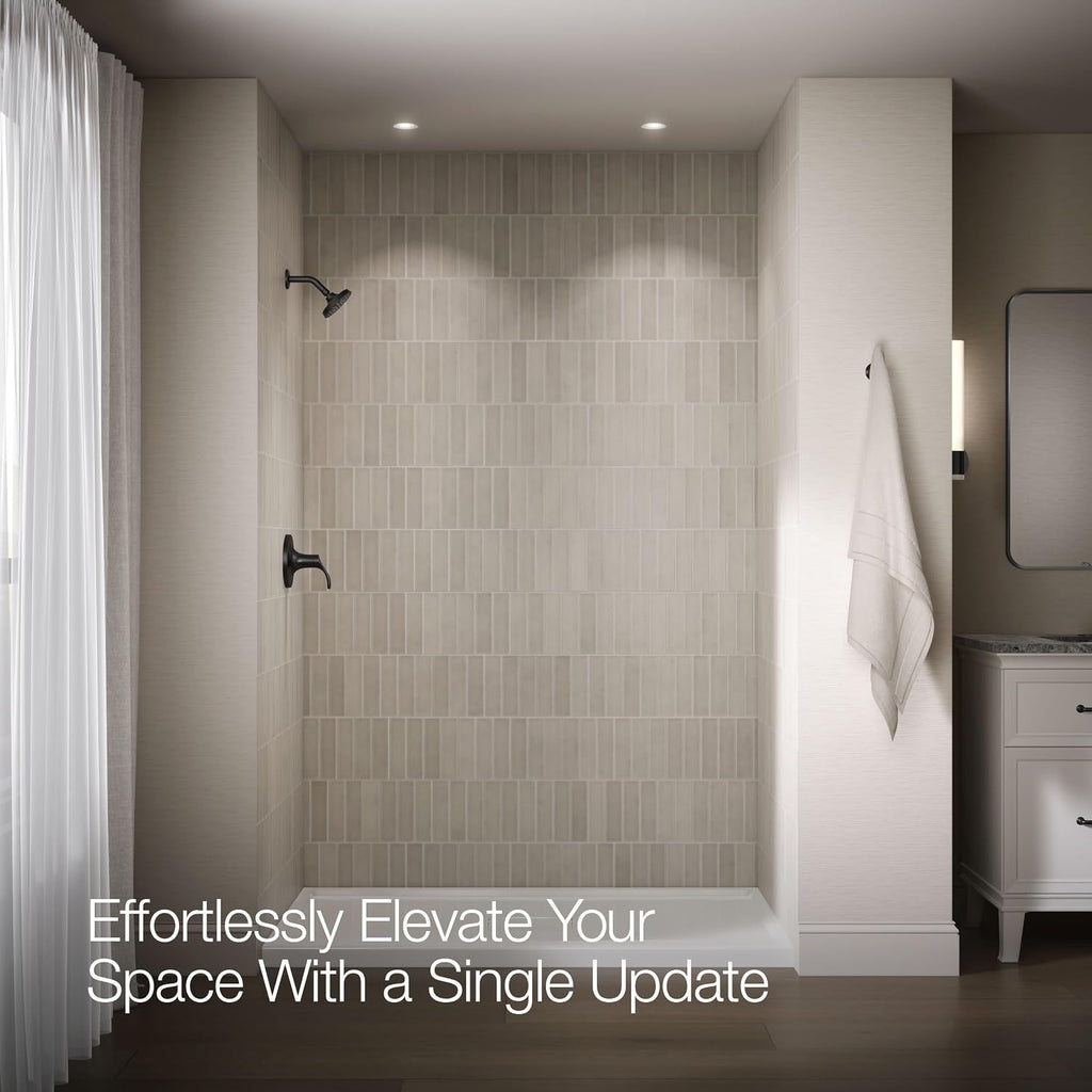 KOHLER TS27392-4G-BL Simplice Rite-Temp Shower Trim Set with Single-Function Showerhead 1.75 GPM, Includes Faceplace with Level Handle and Shower Arm and Flange, Matte Black