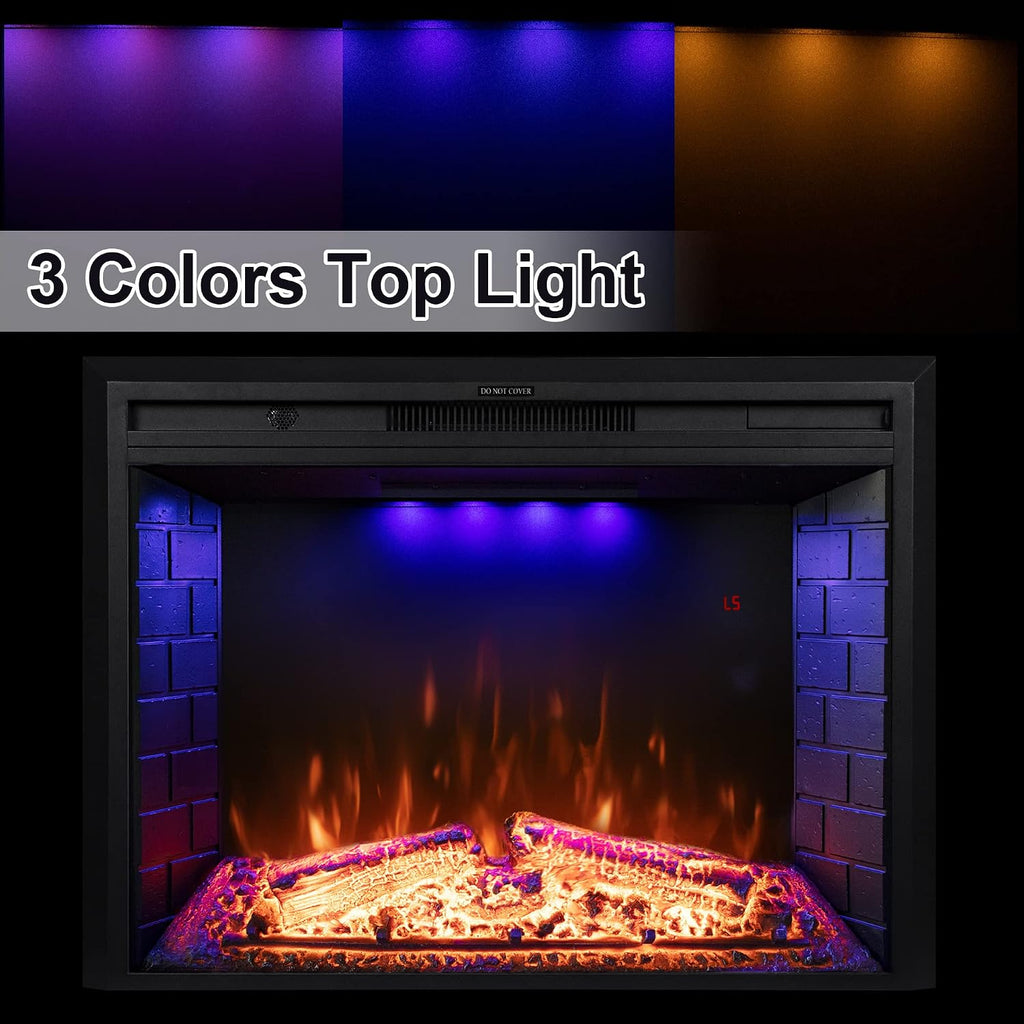 40 inch Wide Electric Fireplace, Wall Fireplace Electric with Remote Control, Realistic Log and Crackling Sound, Overheating Protection and Timer,750/1500W Black