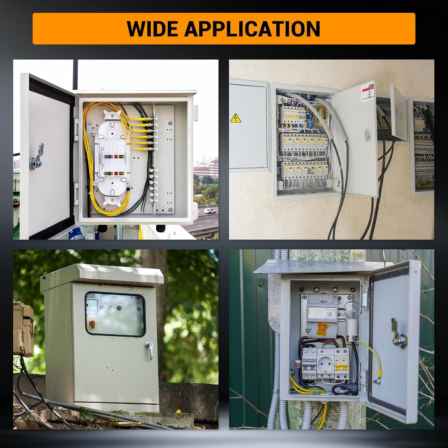 Outdoor Electric Meter Box 24 * 16 * 10inch, IP66 Waterproof Dustproof, NEMA 4X Enclosure Lockable Steel Junction Box with Mounting Plate and 2 Keys, Indoor & Outdoor Use