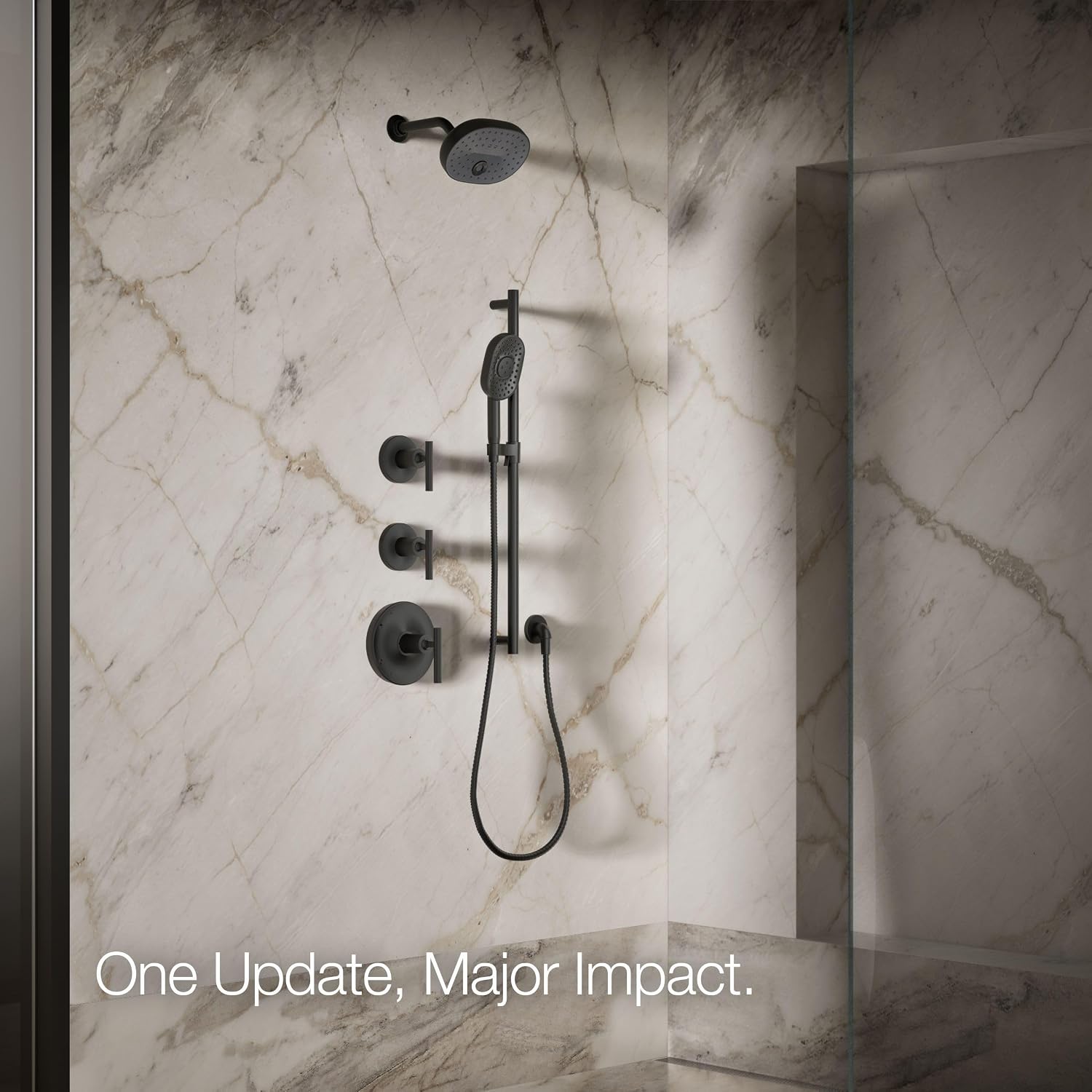 Kohler 26290-BL Statement® Three-function showerhead, 2.5 gpm, Matte Black