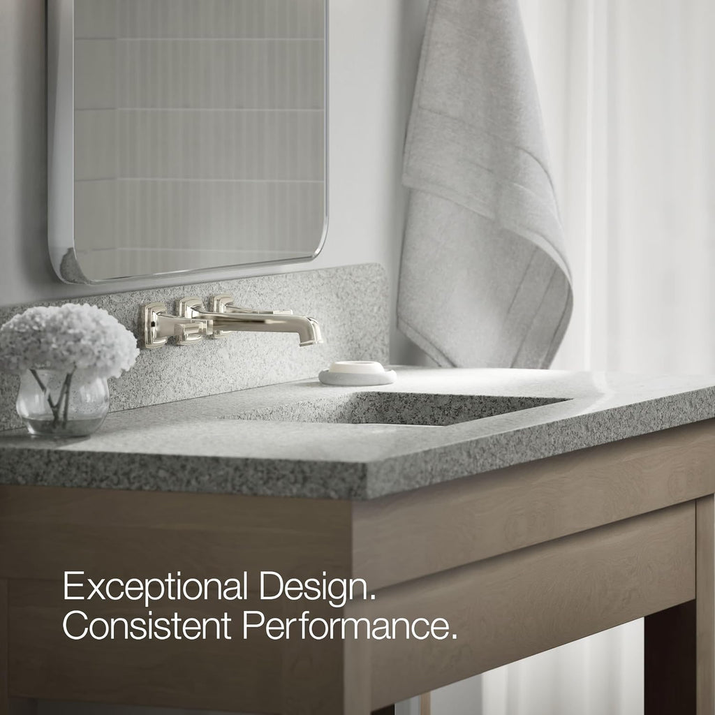 Kohler T26432-4-SN RIFF® Widespread wall-mount bathroom sink faucet trim, Vibrant Polished Nickel