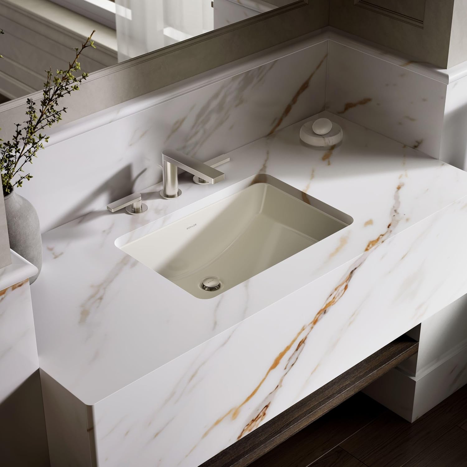 Kohler K-2214-G-96 1-Bowl Undermount Bathroom Sink Biscuit