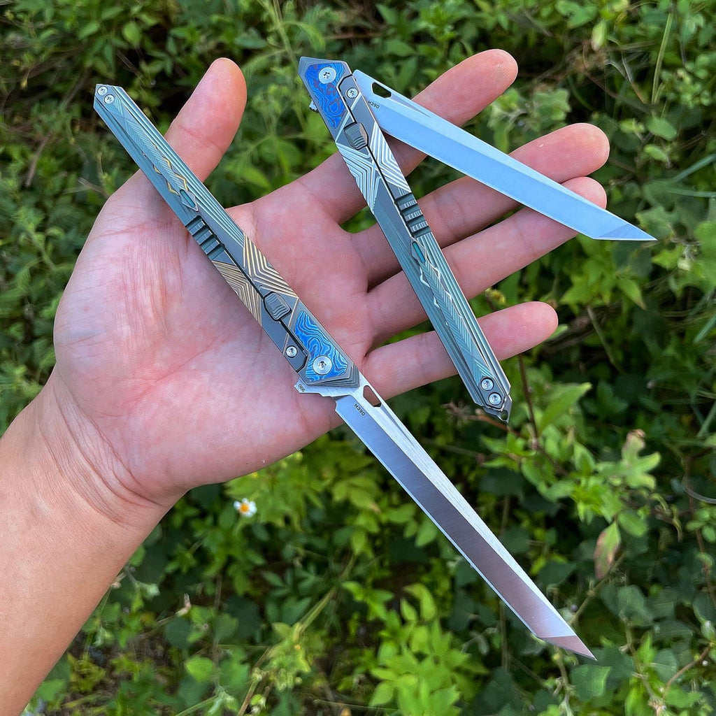 Gentleman's Front Flipper Folding Knife, M390 Steel Blade Pocket Knife with TC4 Titanium Handle, EDC Utility Knife for Men, Lightweight Pen Knife with Pocket Clip for Outdoor Camping Work