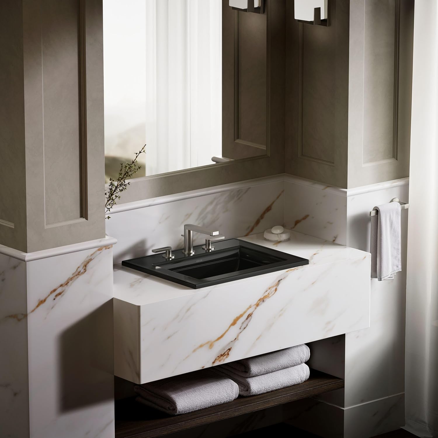 Kohler 2337-8-58 Memoirs® Stately 22-3/4' rectangular drop-in bathroom sink, Thunder Grey