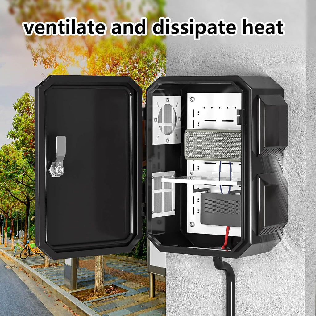 Outdoor Electrical Box, Cold-Rolled Steel Plate, Aluminum Alloy Back Beam, One-Piece Ventilation Design, IP65 Waterproof, Wall/Pole Mounted (15.7' x 12' x 8')