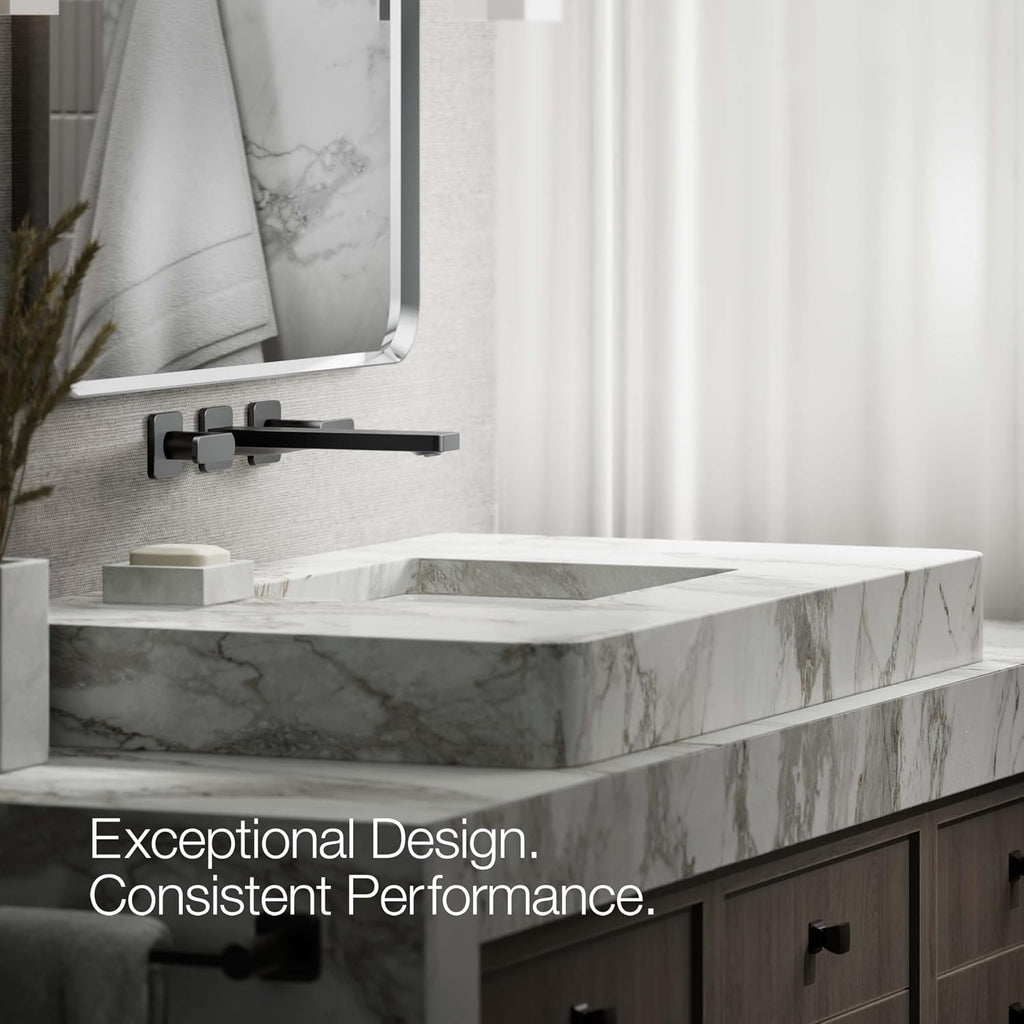 KOHLER T27120-4-BL Parallel® Wall-mount bathroom sink faucet trim, Matte Black