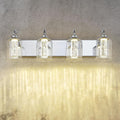 zeyu 4-Light Dimmable Vanity Lighting Fixture, 20W LED Bathroom Vanity Light, Adjustable 3CCT 3000K/4000K/5000K, Chrome Finish with Crystal Bubble and Clear Glass, ZSL72B-4W LED CH-1