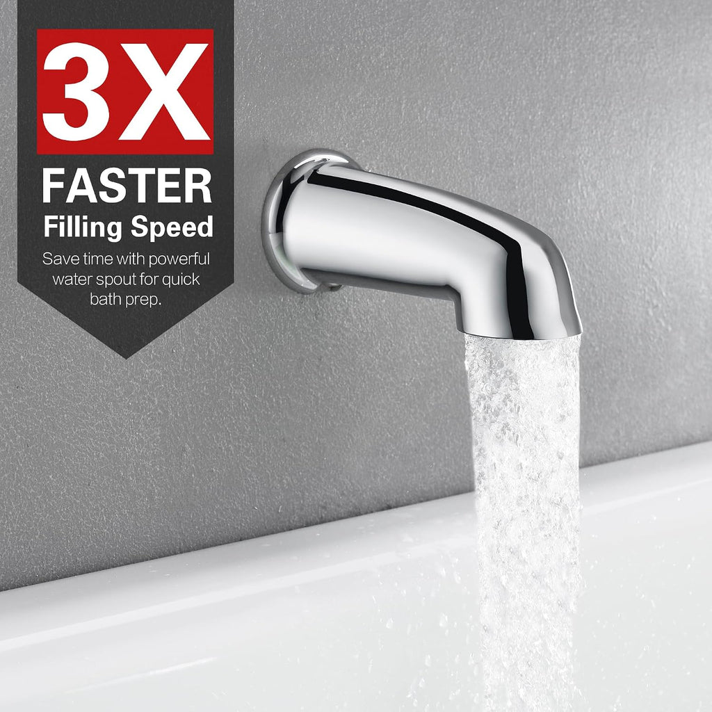 sumerain Tub and Shower Faucet Set with 6-Setting Shower Head, Modern Wall Mounted Tub Shower Systems with Valve and Trim Kit,Chrome