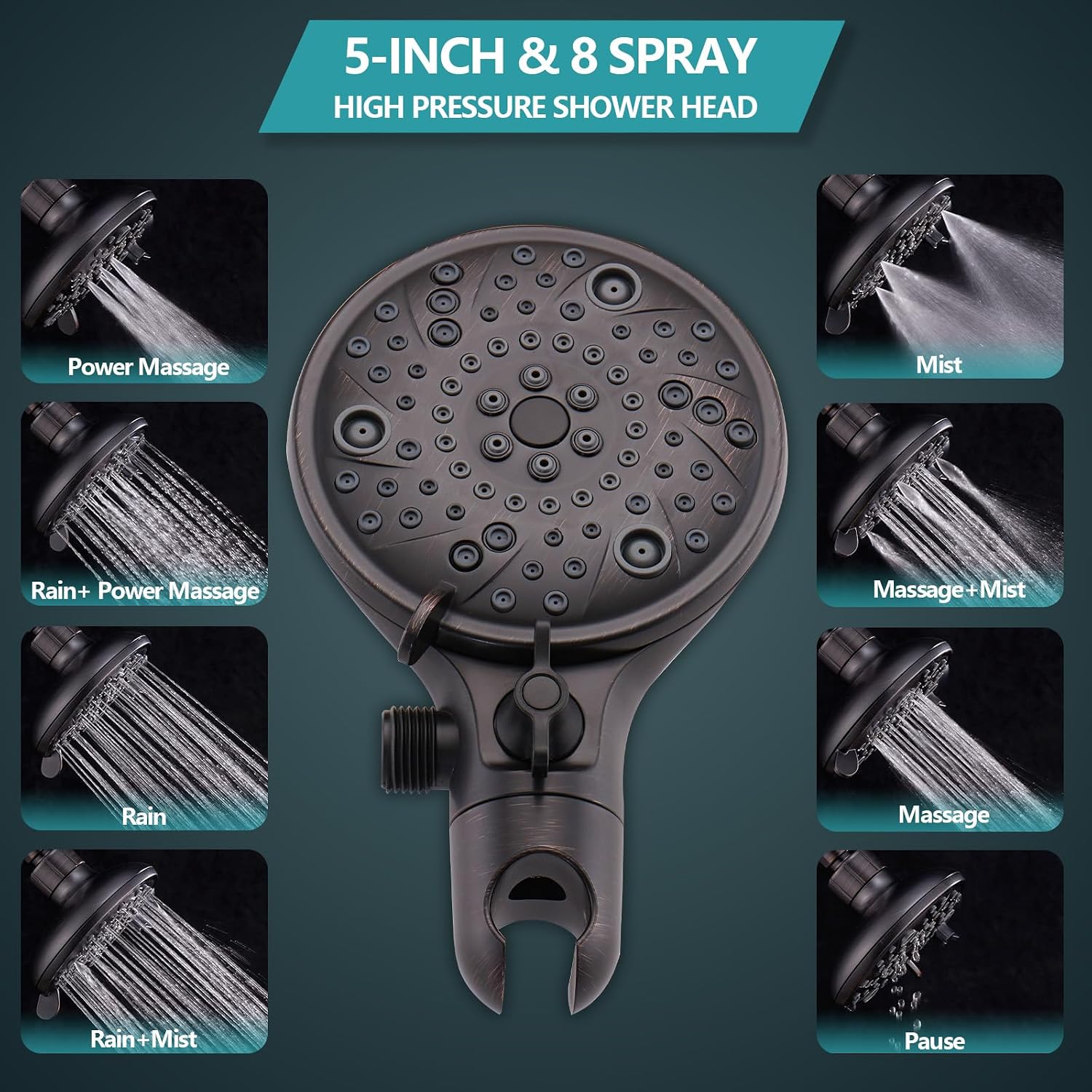 5' Dual Shower Faucet Compatible with Delta 13/14 Series Tub Trim Kit, High Pressure Round Rain Shower Head& Handheld Set Faucet, Oil Rubbed Bronze (Valve& Catridge Not Inclued)