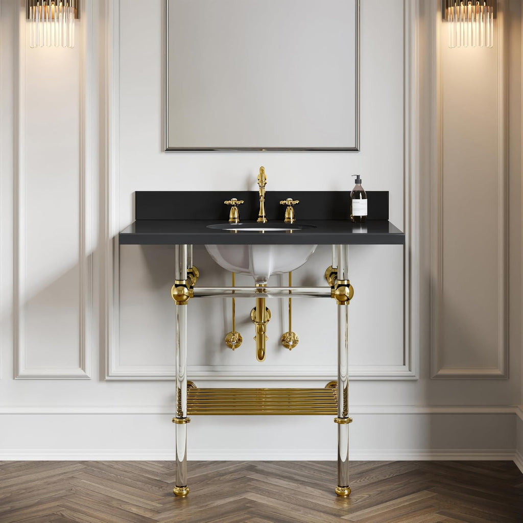 Kingston Brass KB1972AX Heritage Widespread Lavatory Faucet, Polished Brass, 8-Inch Adjustable Center