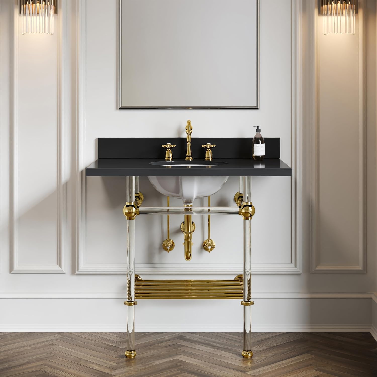 Kingston Brass KB1972AX Heritage Widespread Lavatory Faucet, Polished Brass, 8-Inch Adjustable Center