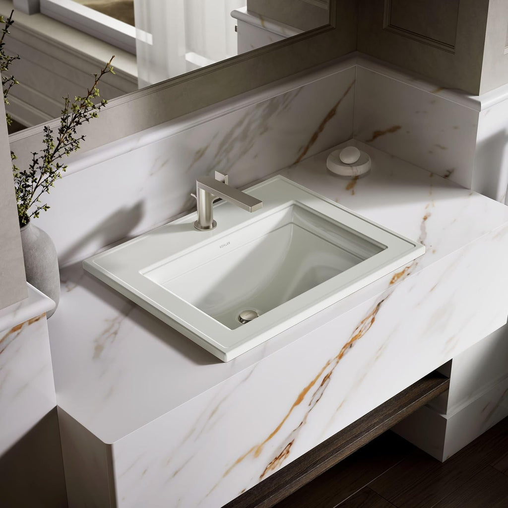 Kohler 2337-1-96 Memoirs® Stately 22-3/4' rectangular drop-in bathroom sink, Biscuit