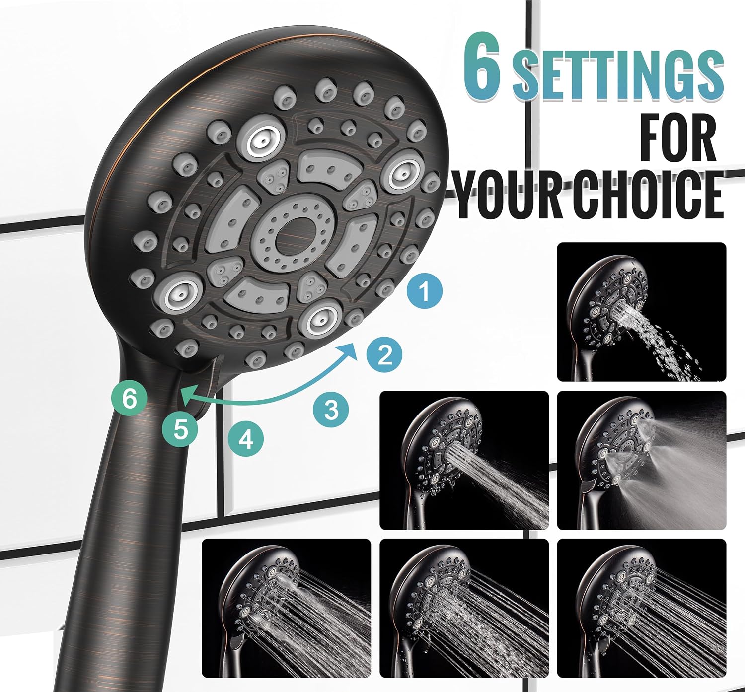 SR SUN RISE Shower Faucet - Multifunctional High Pressure Shower Head System with Handheld Shower Head Fixtures - Valve Included (Oil Rubbed Bronze, 10 inch)