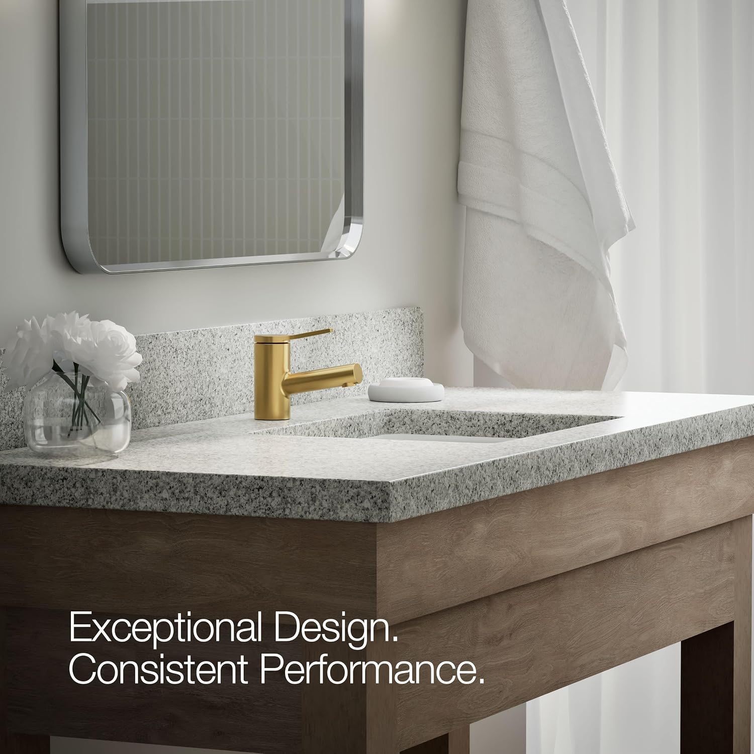 KOHLER K-33590-4K-2MB Elate® Short Single-Handle Bathroom Sink Faucet, Single-Handle Bathroom Faucets, 1.0 GPM, Vibrant Brushed Moderne Brass