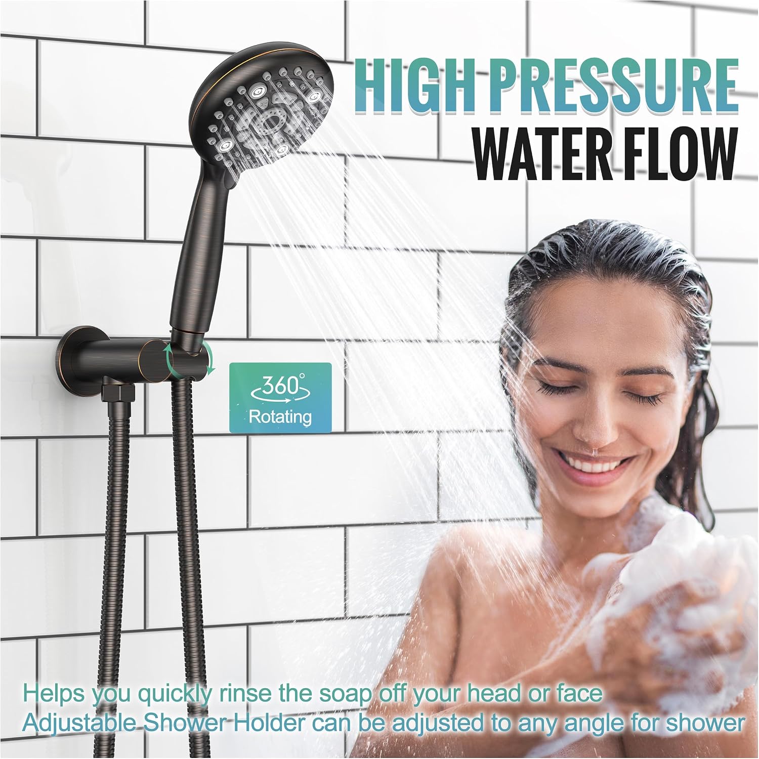 SR SUN RISE Shower Faucet - Multifunctional High Pressure Shower Head System with Handheld Shower Head Fixtures - Valve Included (Oil Rubbed Bronze, 10 inch)