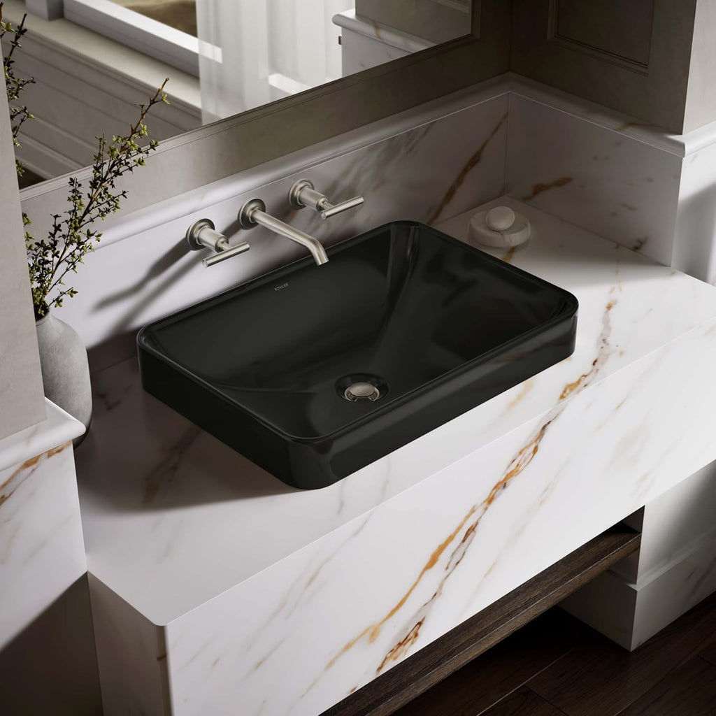 Kohler 5373-7 Bathroom Sink Vox Rectangle Vessel, Black