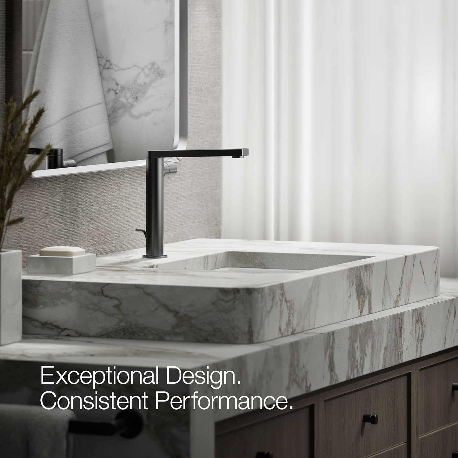 Kohler 73159-7-BL Composed® Tall Single-Handle Bathroom Sink Faucet with Cylindrical Handle, 1.2 gpm, Matte Black