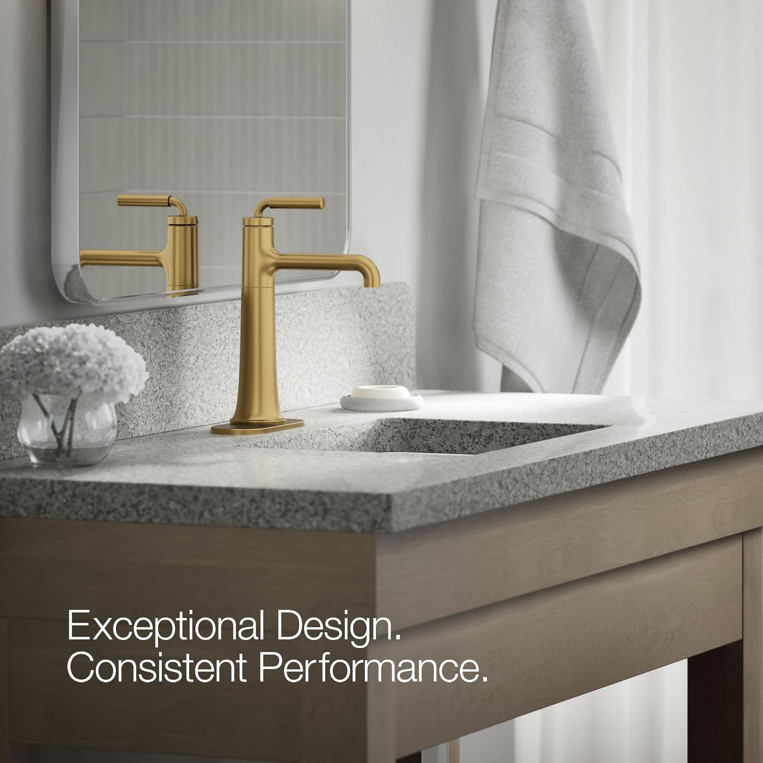 Kohler 26437-4-2MB Tone™ Tall Single-Handle Bathroom Sink Faucet, 1.2 gpm, Vibrant Brushed Moderne Brass