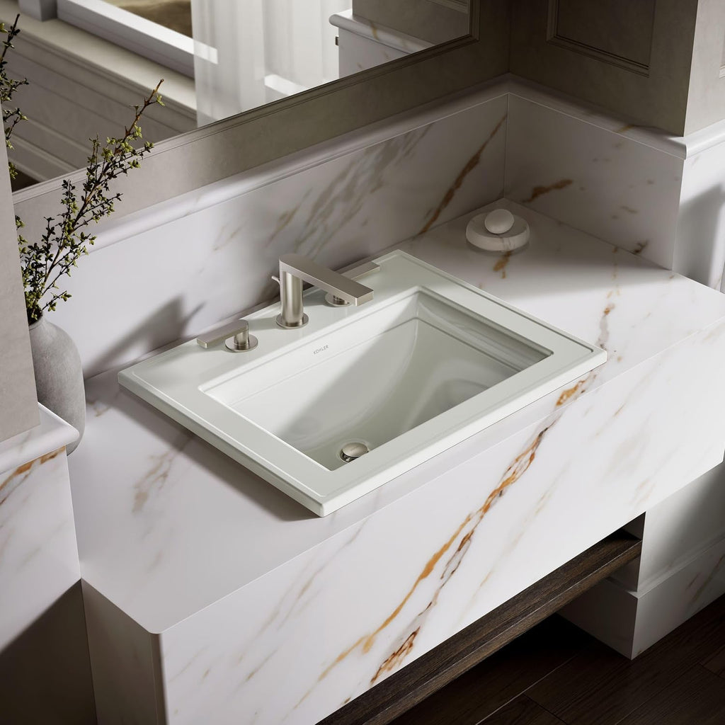 Kohler 2337-8-96 Memoirs® Stately 22-3/4' rectangular drop-in bathroom sink, Biscuit