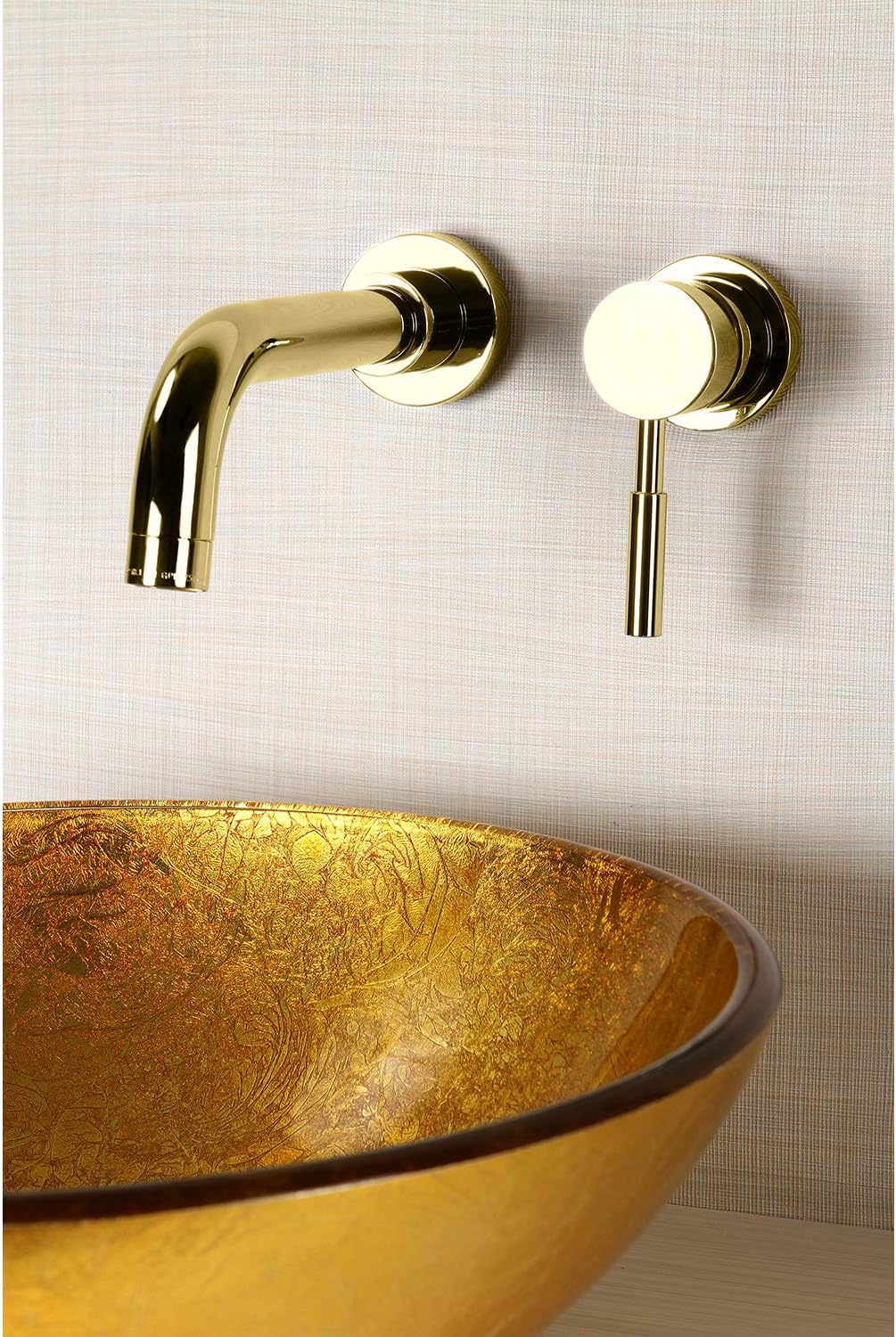 Kingston Brass KS8112DL Single-Handle Wall Mount Bathroom Faucet, Polished Brass