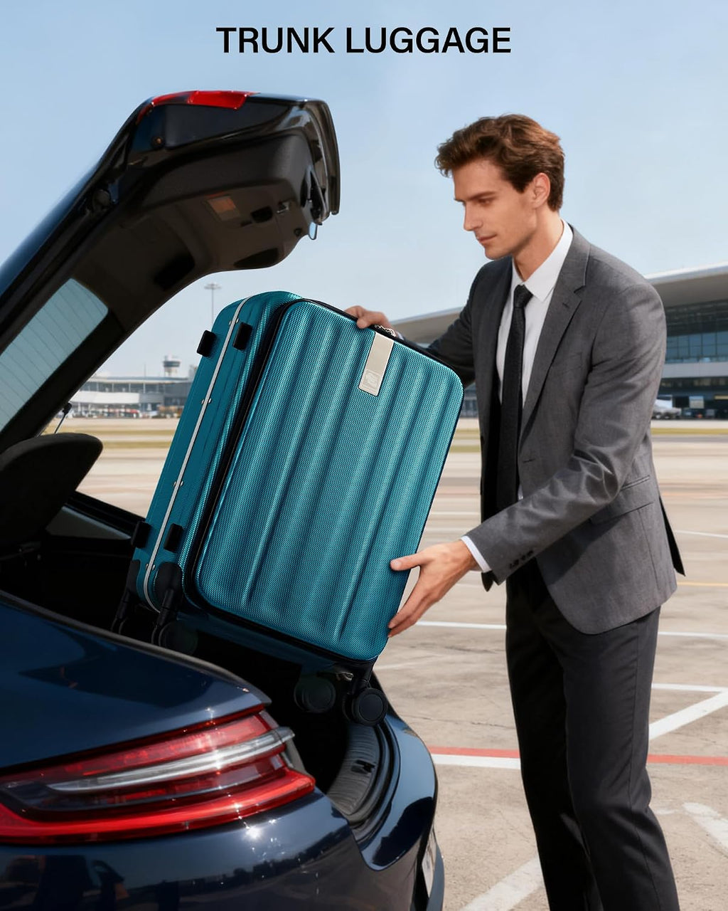 Hanke 20 Inch Carry On Luggage Hard Shell Top Opening Aluminum Frame Hardside Suitcase with Spinner Wheels, Durable Rolling Luggage for Men & Women Travel, Christmas & Birthday Gifts, Caribbean Blue