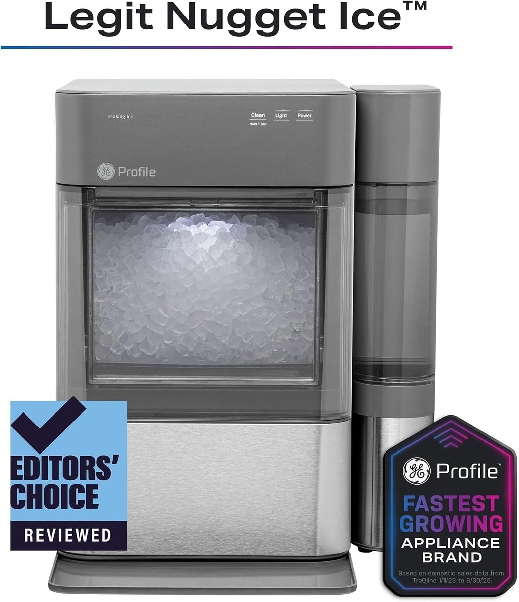GE Profile Opal 2.0 with 0.75 Gallon Tank, Chewable Crunchable Countertop Nugget Ice Maker, Scoop included, 38 lbs in 24 hours, Pellet Ice Machine with WiFi & Smart Connected, Stainless Steel