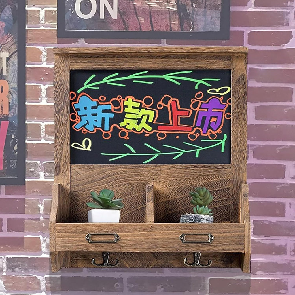 Electrical Panel Cover Vintage Electrical Panel Cover Bulletin Board, Wood Distribution Cover with Chalkboard, Breaker Box Cover with Hook & Storage Compartment(Small)
