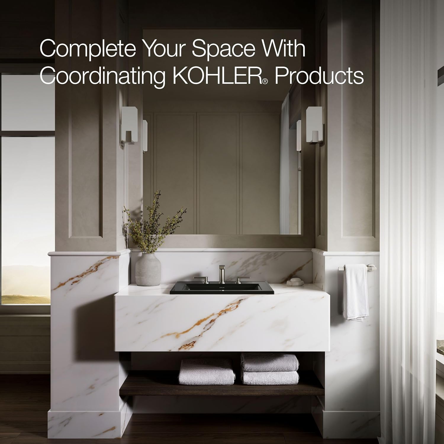 Kohler 2337-8-58 Memoirs® Stately 22-3/4' rectangular drop-in bathroom sink, Thunder Grey
