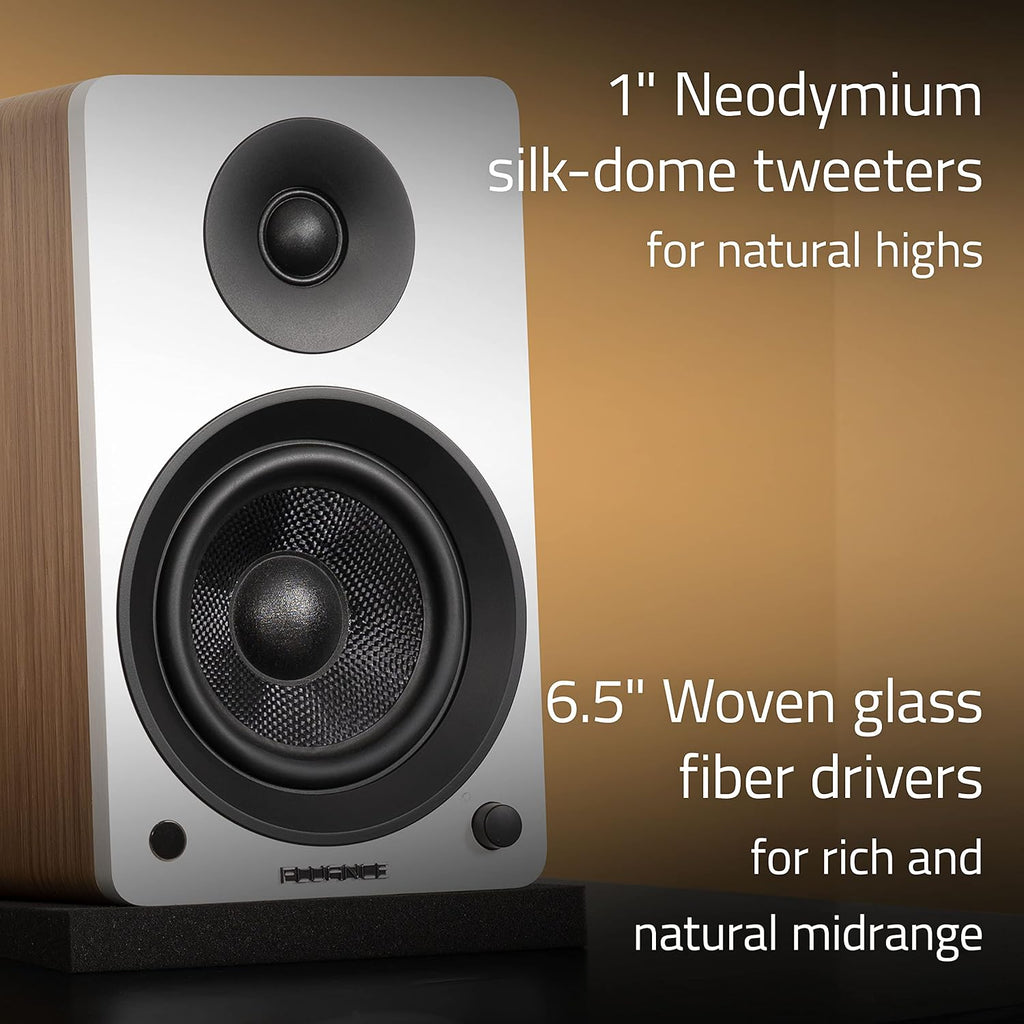 Fluance Ai61 Powered 2-Way 2.0 Stereo Bookshelf Speakers with Speaker Stands 6.5' Drivers 120W Amplifier for Turntable Bluetooth 5 Wireless Music Streaming - RCA Optical USB & Sub Out (Black Ash)
