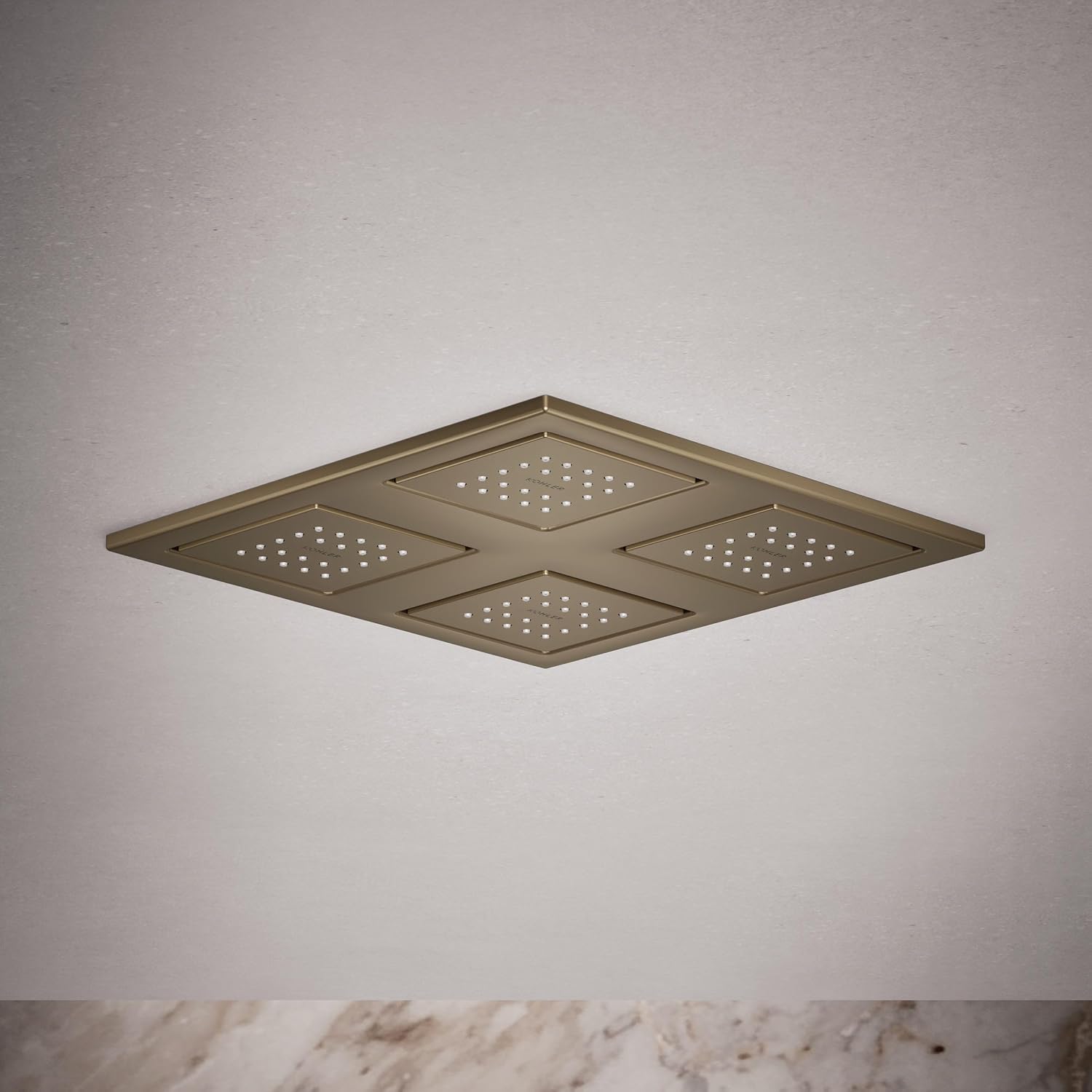 Kohler 98740-BV WaterTile® Rain Overhead shower panel with four 22-nozzle sprayheads, Vibrant Brushed Bronze