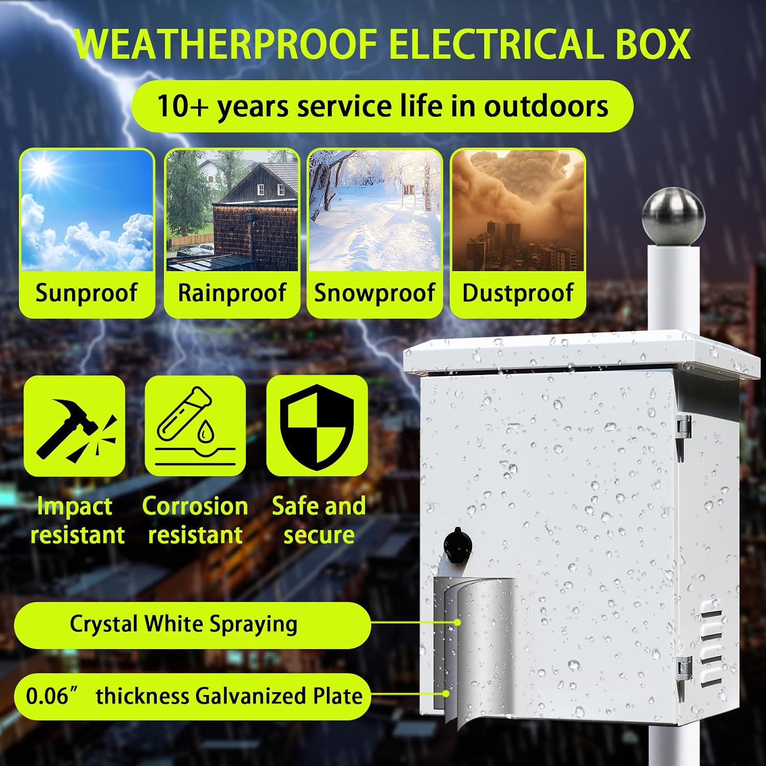Nema Enclosure with Rain Hood Weatherproof Junction Electric Breaker Box with Fan-Vent Design Electrical Cabinet with Mounting Track Hole in Back 16X20X12