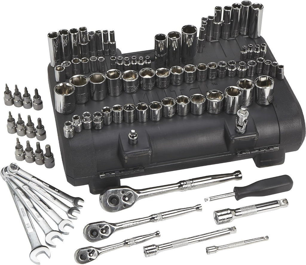 Klutch Mechanic's Socket Set - 97-Pc 1/4in 3/8in. & 1/2in. Drive, SAE & Metric