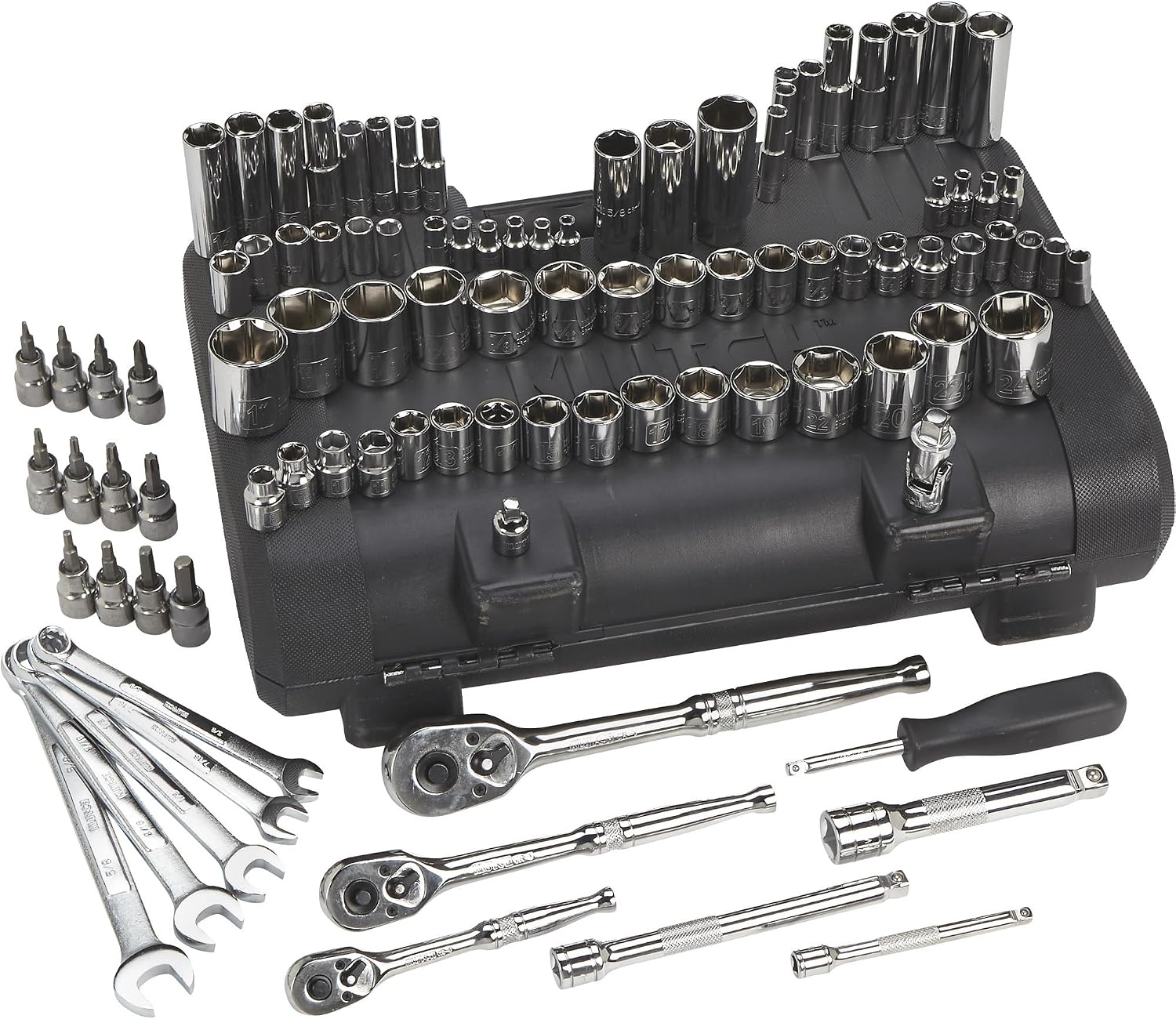 Klutch Mechanic's Socket Set - 97-Pc 1/4in 3/8in. & 1/2in. Drive, SAE & Metric