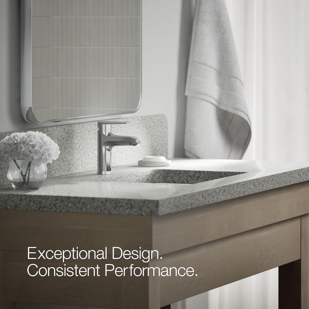 KOHLER K-37894-4-CP Hint® Centerset Bathroom Sink Faucet, Bathroom Faucets for Sink 3-Hole, 1.2 GPM, Polished Chrome