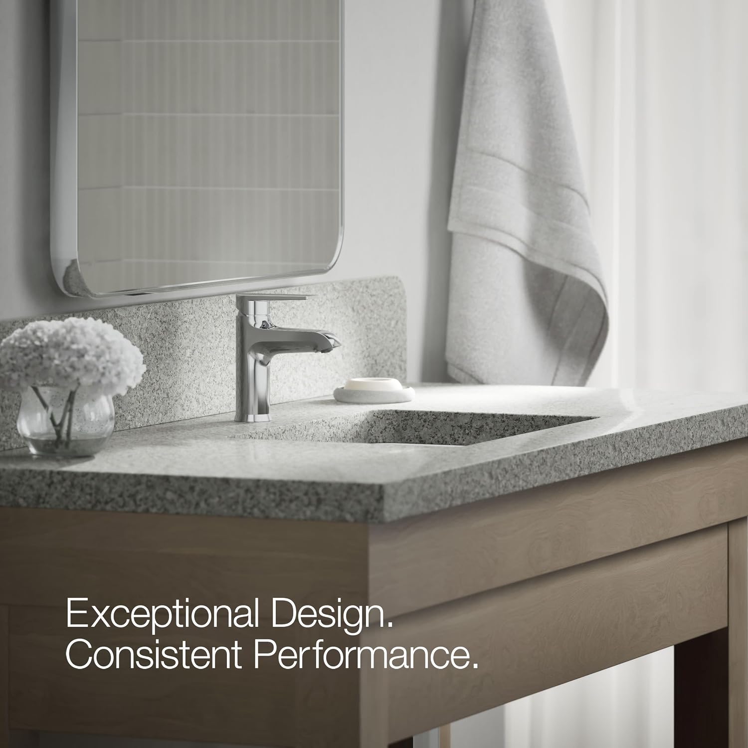 KOHLER K-37894-4-CP Hint® Centerset Bathroom Sink Faucet, Bathroom Faucets for Sink 3-Hole, 1.2 GPM, Polished Chrome