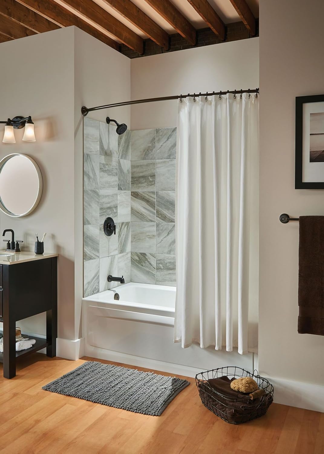 Moen YB2863ORB Eva 3-Light Dual-Mount Bath Bathroom Vanity Fixture with Frosted Glass, Oil Rubbed Bronze