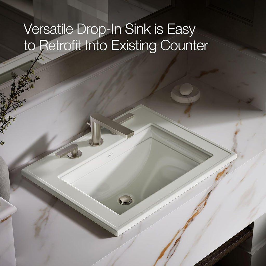 Kohler 2337-8-96 Memoirs® Stately 22-3/4' rectangular drop-in bathroom sink, Biscuit
