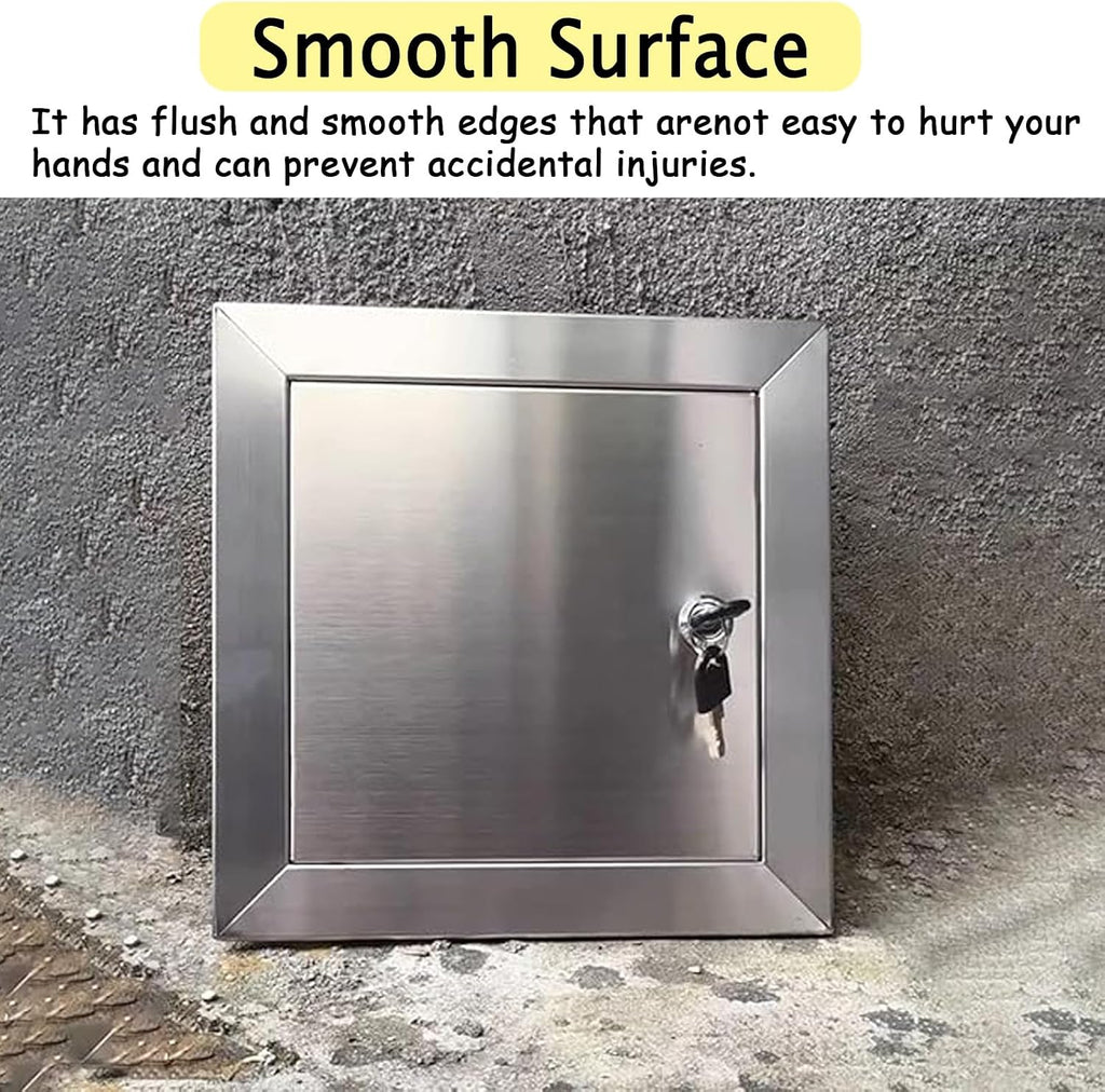 Kunovo Small Stainless Steel Access Panel, Lockable Inspection Cover with Keys, Electrical and Plumbing Service Shaft Door, Wall Inspection Hatch(28x28in/70x70cm)