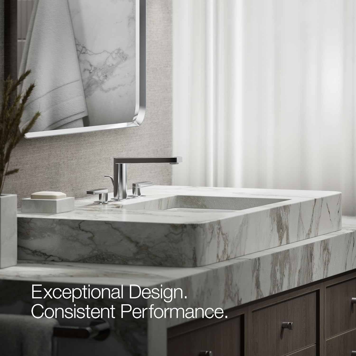 Kohler 73060-4-CP Composed® Widespread Bathroom Sink Faucet with Lever Handles, 1.2 gpm, Polished Chrome