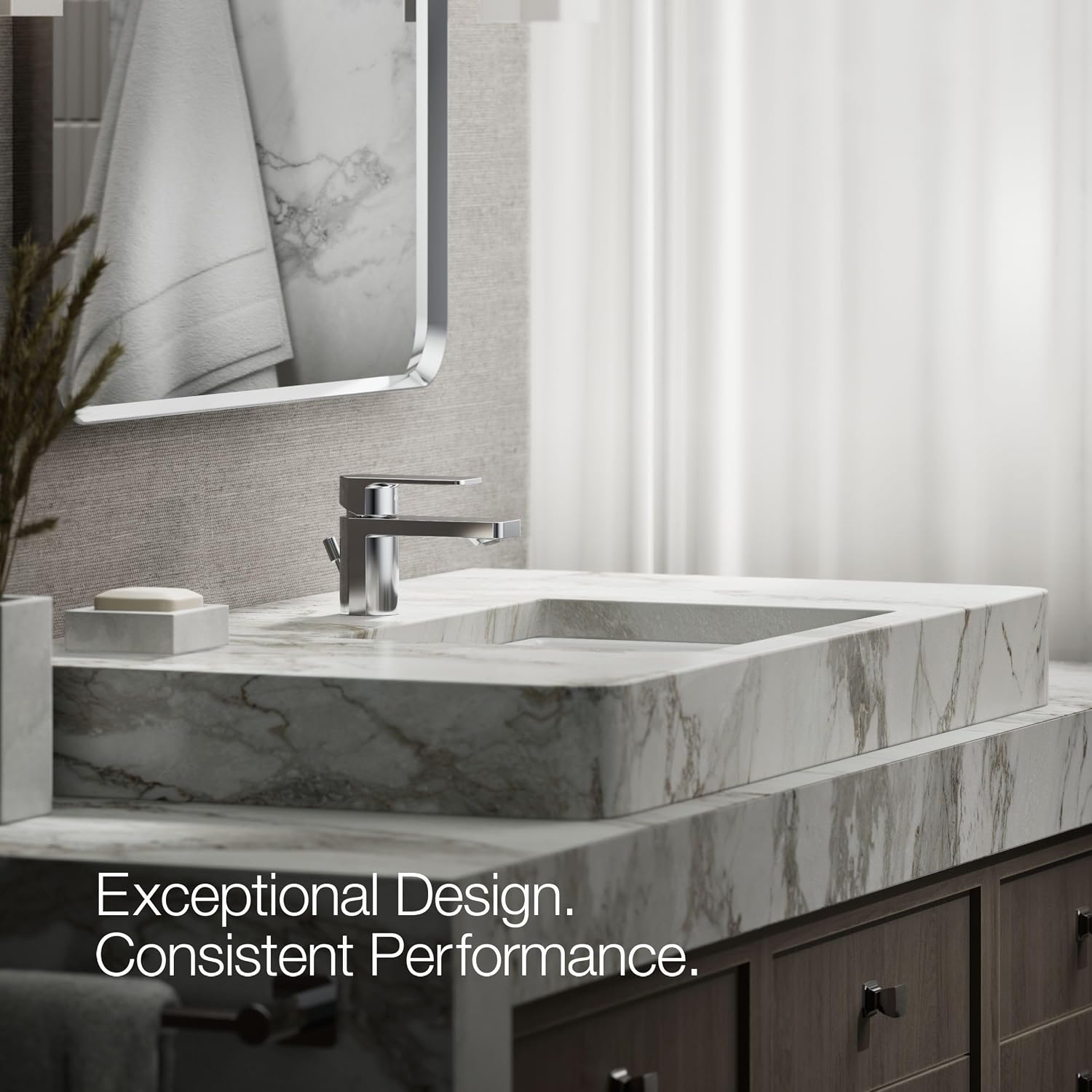 Kohler 24804-4-CP Parallel® Low Single-Handle Bathroom Sink Faucet, 1.2 gpm, Polished Chrome