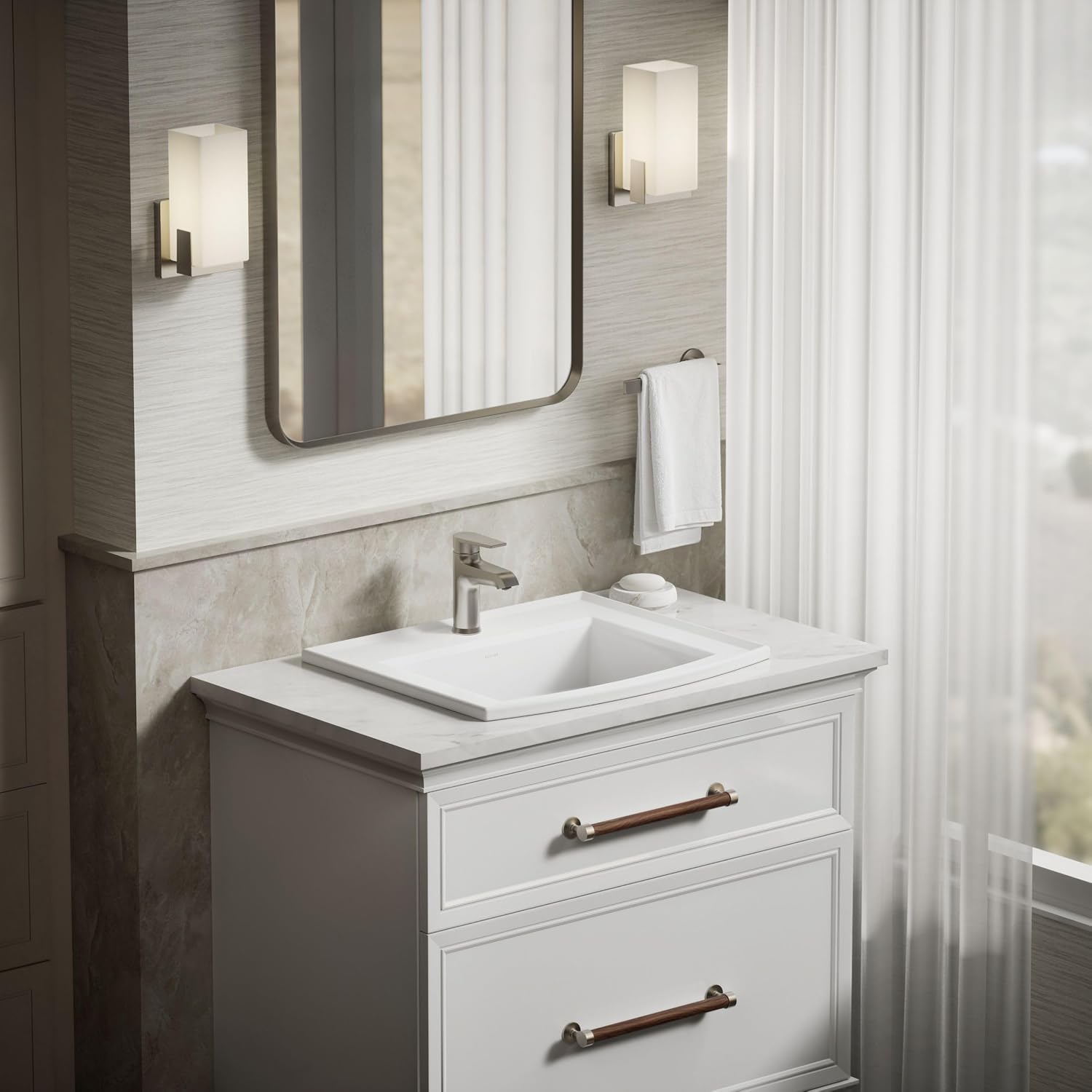 Kohler 2356-1-0 Archer® 22-3/4' rectangular drop-in bathroom sink, White