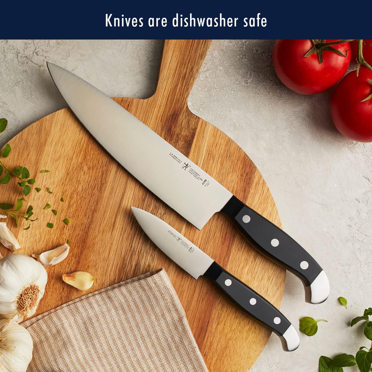HENCKELS Statement Premium Quality 12-Piece Knife Set with Block, Razor-Sharp, German Engineered Informed by 100+ Years of Mastery, Lightweight and Strong, Dishwasher Safe, Natural