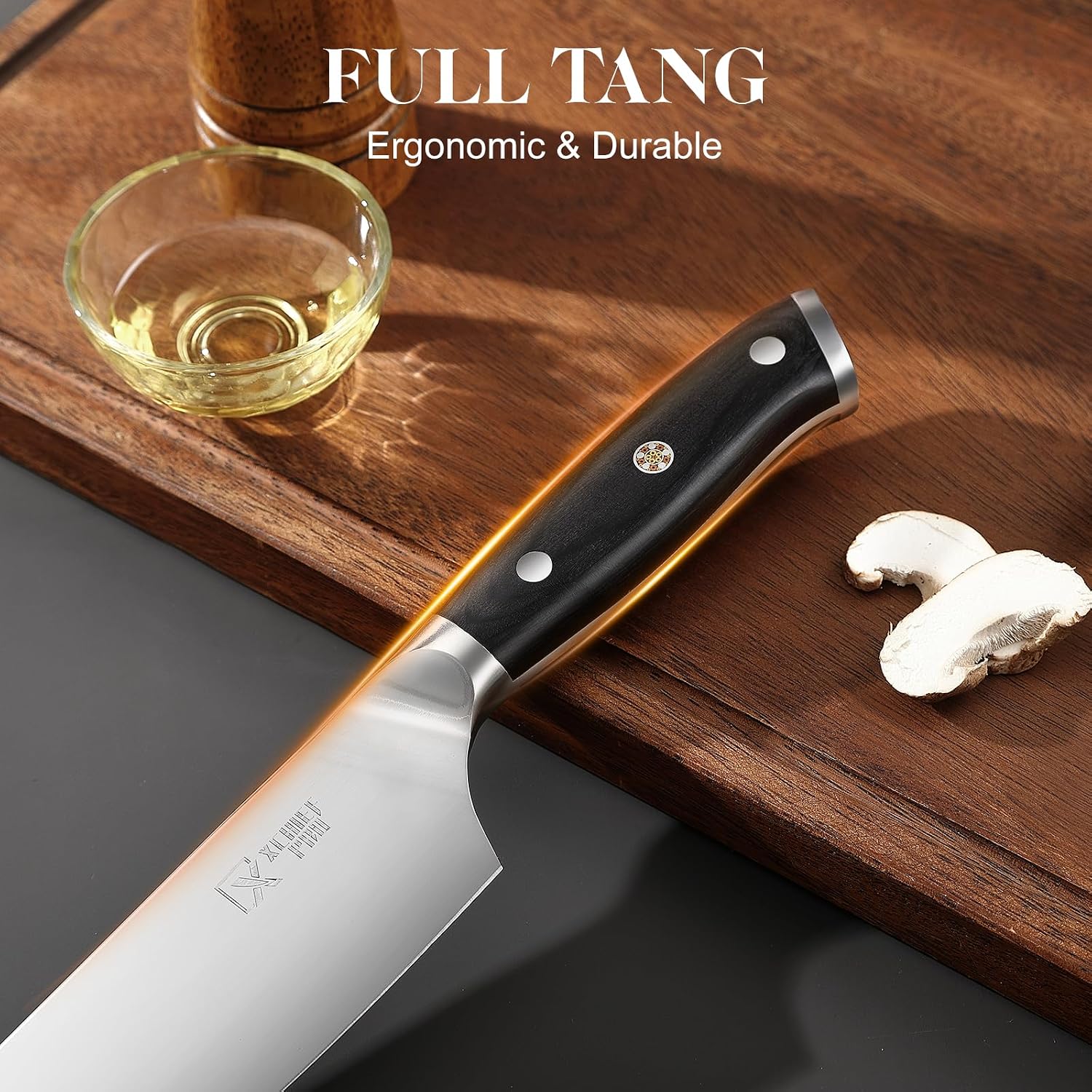 9 Pieces Knife Set with Block, Hand Forged High Carbon Steel Sharp Blade Cooking Knives Set with Holder for Kitchen, Block Chef Knife Set Professional, Best Gifts for Men Women