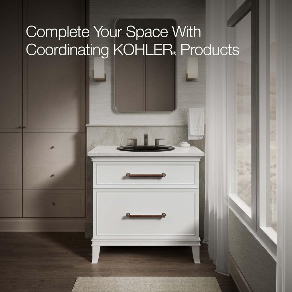 KOHLER K-2196-8-7 Pennington Self-Rimming Bathroom Sink, Black Black