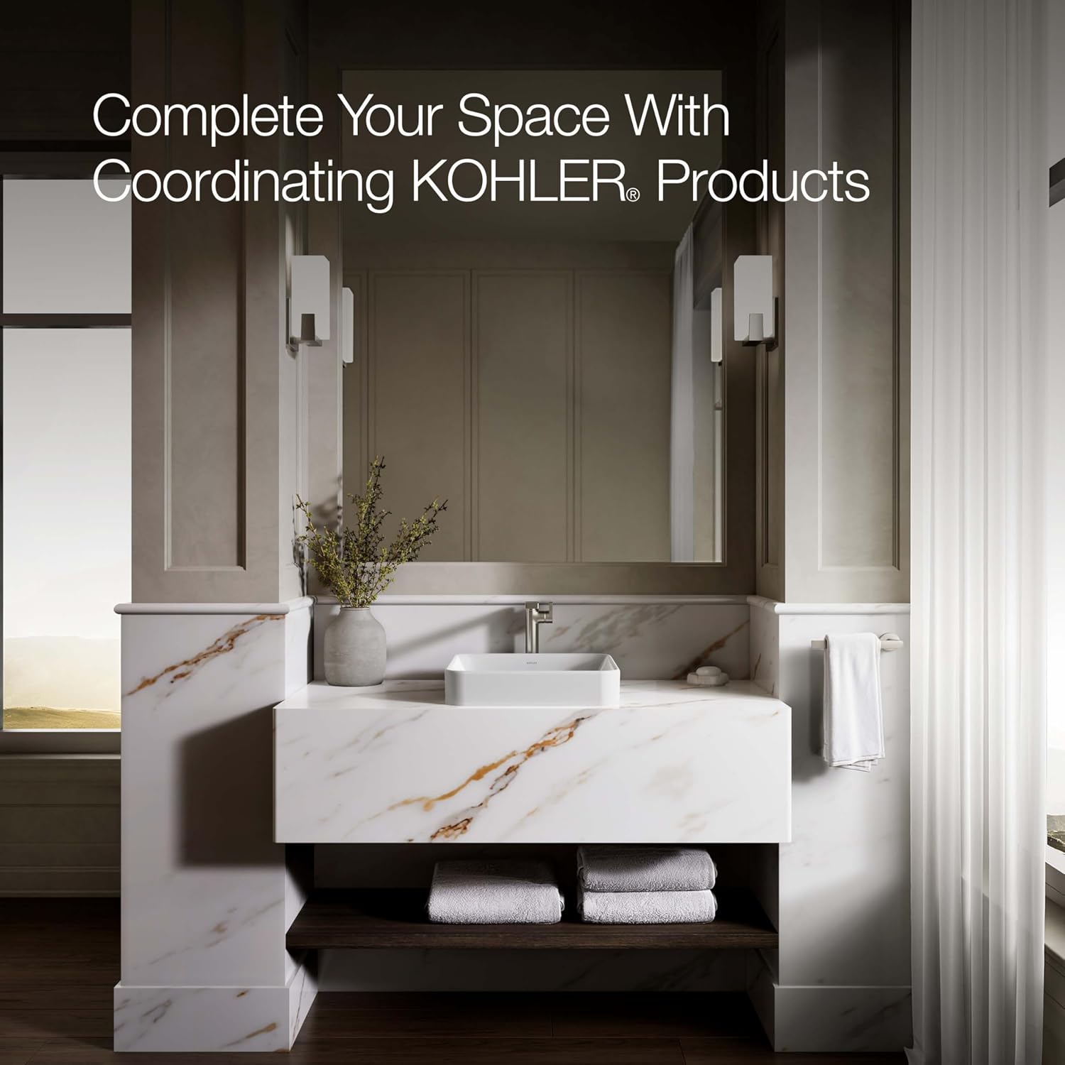 KOHLER 2661-0 Vox Square Vessel Bathroom Sink, Vitreous China, 16-1/4' W X 16-1/4' L, White