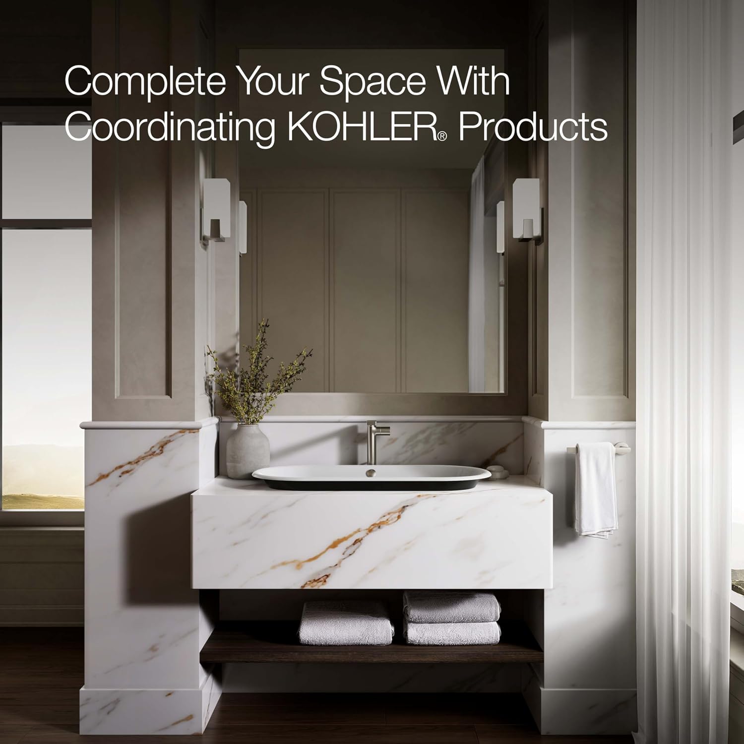 KOHLER K-20213-P5-0 Capsule Vessel/Drop-In/Under-Mount Bathroom Sink with Iron Gate painted Underside