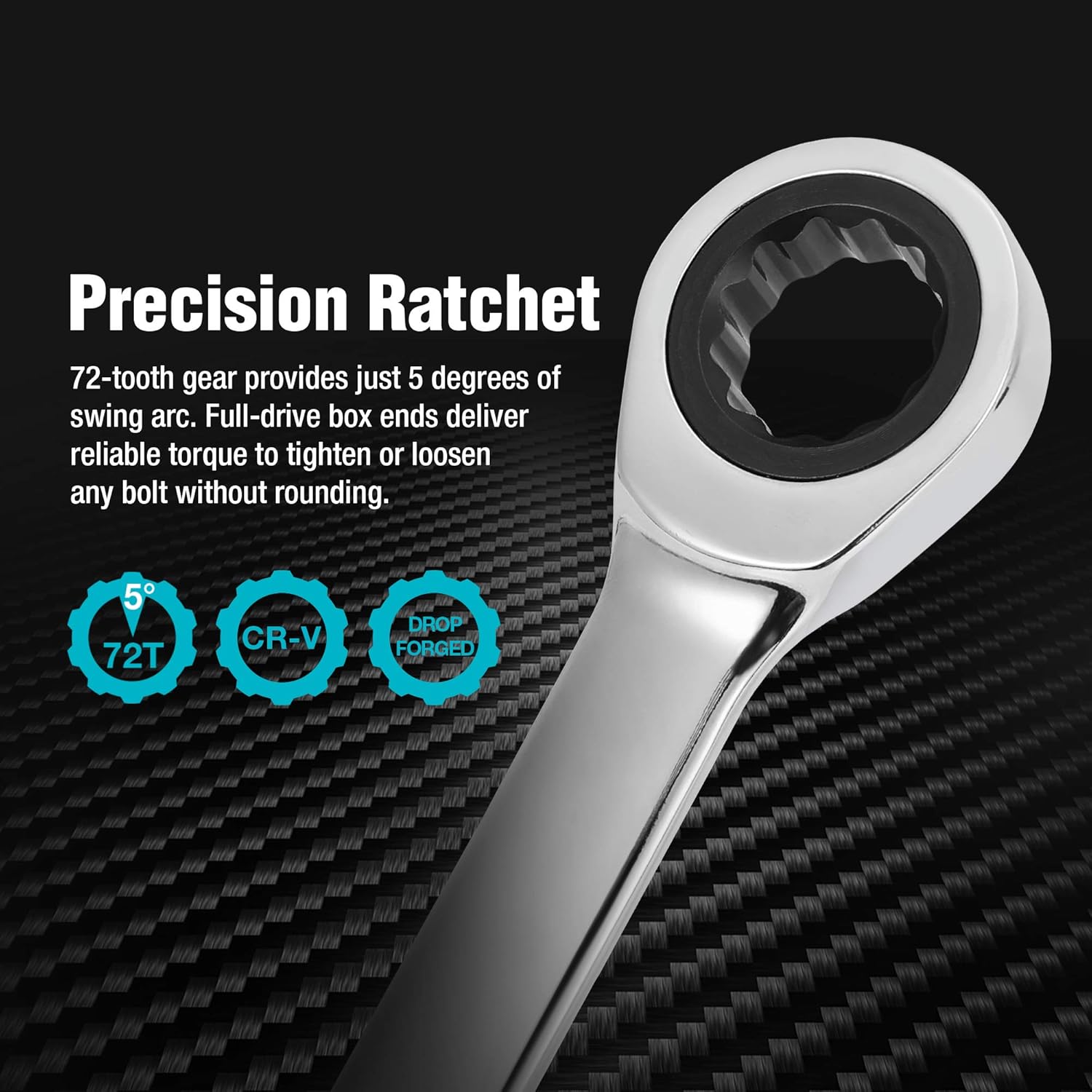 DURATECH 14-Piece Extra Long Ratcheting Wrench Set, SAE&Metric, CR-V Steel, with EVA Foam Tool Organizer