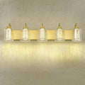 zeyu 5 Light Bathroom Wall Light, 30W Dimmable LED Vanity Lighting with 5 Color Modes, Brushed Gold Finish with Crystal Bubble and Clear Glass, ZSL72B-5W LED BG