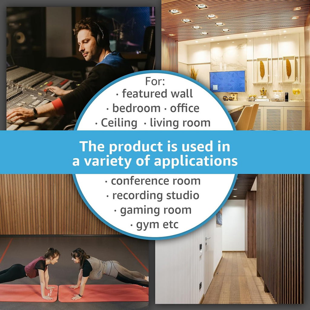 Art3d 6-Piece Wood Slat Acoustic Panels for Stylish Decor and Noise Reduction, 3D Textured Panel for Ceiling and Wall, Walnut